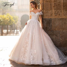 Traugel Sweetheart A Line Lace Wedding Dresses Chic Applique Off Shoulder Lace Up Bride Dress Sweep Train Wedding Gown Plus Size 2024 - buy cheap