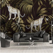 Milofi European style hand painted tropical plant cheetah animal large background wall 2024 - buy cheap