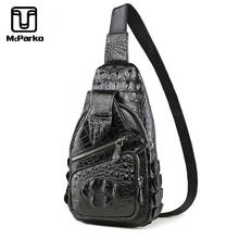 McParko Mens Luxury Crocodile Chest Bag Crossbody Bag Genuine Leather Alligator Paw Design Chest Bag Hip Hop Streetwear Chestbag 2024 - buy cheap