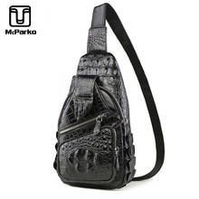 Mcparko bolsa de peito de crocodilo masculina, bolsa de peito crossbody de couro legítimo com design de pata de jacaré, bolsa de peito hip hop streetwear 2024 - compre barato