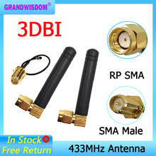 GRANDWISDOM-antena 3dbi sma hembra lora, 10/20 piezas, 433mhz, módulo de antena lorawan ipex 1, Cable de extensión macho 2024 - compra barato