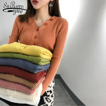 Autumn Fashion Long Sleeve V-neck Knitted Women Sweaters Button Elasticity Solid Winter Clothes Pullover Sweater Femme 7324 50 2024 - buy cheap