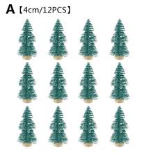 12Pcs Mini Christmas Tree 4-8.5cm Sisal Snow Frost Small Pine Tree DIY Craft Desktop Decoration Christmas Ornaments Home Decor # 2024 - buy cheap