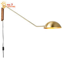 Italy Design Adjustable Metal Wood Wall Lamp Led E27 Swing Arm Wall Sconces for Living Room Background Corridor Study Bedside 2024 - buy cheap