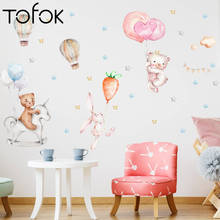 Tofok-pegatinas de pared de fondo de dibujos animados, pegatinas de papel tapiz de decoración de dormitorio, sala de estar, globo, estrella, conejo, personalidad creativa 2024 - compra barato