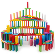 100 шт./компл. детская деревянная игрушка цветная игра-домино строительные блоки детский Цвет/форма Обучающие деревянные игрушки подарки 2024 - купить недорого