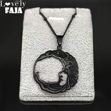 Готическое ожерелье из нержавеющей стали с Луной для женщин/мужчин, черное ожерелье-цепь, ювелирное изделие, подарок acero inoxidible joyeria mujer N3043S03 2024 - купить недорого