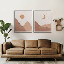 Paisagem abstrata sol e lua cena boho quadros em tela quadros da arte da parede cartazes para sala de estar decoração casa sem moldura 2024 - compre barato