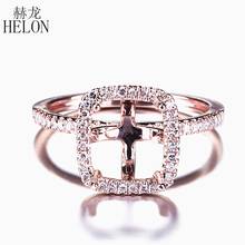 HELON-anillo semimontado de compromiso para mujer, anillo de boda con diamantes naturales de oro rosa de 10K, 7x6mm, joyería fina 2024 - compra barato