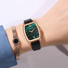 Женские Элегантные часы Tonneau с кожаным циферблатом 2020, роскошные Брендовые женские модные часы под платье, женские повседневные кварцевые наручные часы, часы 2024 - купить недорого