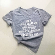 Женская футболка из чистого хлопка I am a little smart ass, Повседневная забавная уличная хипстерская футболка в стиле гранж и tumblr в стиле унисекс, L316 2024 - купить недорого
