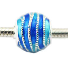 Contas de berloques esmaltadas azuis, para fazer joias para mulheres, 925 contas de prata esterlina para pulseiras, jóias, presentes diy 2024 - compre barato