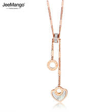 JeeMango Roman Numeral Circle Heart Stainless Steel Wedding Necklaces For Women Fashion Lady Charm CZ Choker Necklace JN18286 2024 - buy cheap