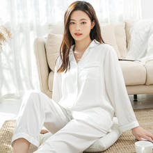 2021 New Ice Silk Pajamas Set for Women Spring&Summer Cool Pyjamas Suit Comfortable Sleepwear Lounge Home Clothes Female Pijamas 2024 - buy cheap