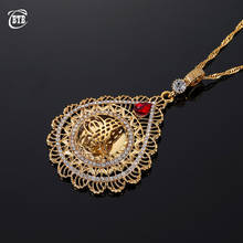 New Turkey Muslim Islam Coin Necklace for Women Gold Color Dubai Coins Allah Jewelry Turk Pendant With Red Crystal Women Gifts 2024 - compre barato