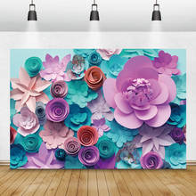 Laeacco aniversário fundos de papel colorido flor floral chá de fraldas fotografia backdrops para estúdio casa photozone photophone 2024 - compre barato
