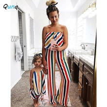 Qunq-monos a juego para madre e hija, ropa a juego con rayas de colores, vestido de moda para mujer y niña pequeña 2024 - compra barato