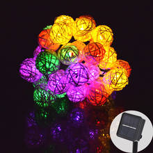 LED Light String 6M 30 LED Garland Solar String Lights Rattan Ball Fairy String Light For Holiday Christmas Outdoor Decoration 2024 - buy cheap
