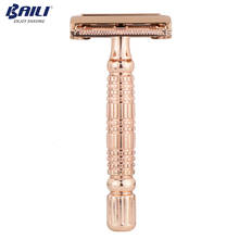 BAILI Safety Razor Rose Gold Double Edge Shaver Butterfly Twist Open Wet Shaving Blade Men Women Hair Removal Shaver Free Blades 2024 - buy cheap