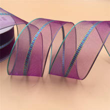 Cinta de Organza púrpura con borde de alambre de 38MM, tartán, decoración de cumpleaños, regalo de Navidad, envoltura de manualidades, 25 yardas 2024 - compra barato