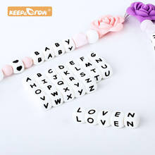 Keep&Grow 300pcs 12mm English Alphabet Silicone Letter Bead Rodent DIY Baby Teether Toy Necklace Food Grade Silicone Beads 2024 - buy cheap