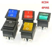 10PCS 4PIN KCD4-202 DPST boat rocker switch power switch 4 feet with red green blue yellow  light 31x25mm 20A 125VAC 16A 250VAC 2024 - buy cheap