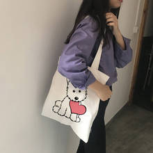 2019 Ladies Handbags Cloth Canvas Tote Bag Cute Dog Printed Shopping Travel Women Eco Reusable Shoulder Shopper Bags 2024 - buy cheap