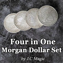 Quatro em um morgan dollar conjunto de cobre por j.c mágica moeda mágica truques ilusão moeda aparecer/desaparecer pulando close-up truque mágico 2024 - compre barato