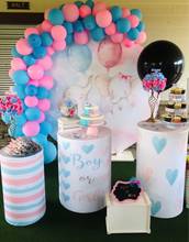 circle Gender Reveal Banner Decor Girl or Boy  Elephant Backdrop Blue and Pink Party Round Background Cylinder Covers YY-498 2024 - buy cheap