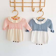 Baby Knitted Bodysuit Clothes Autumn Princess Long Sleeve Jumpsuit Children's Sweaters Baby Girls Bodysuits Baby Sweater 2024 - buy cheap