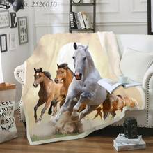 Throw Blanket Galloping Horses 3D Velvet Plush Blanket Bedspread for Kids Girls Sherpa Blanket Couch Quilt Cover Travel 01 2024 - buy cheap