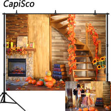 Capisco Fall Photography Backdrops Harvest Pumpkin Sunflowers Wood wall  Photo Background Thanksgiving Party Banner Photo Booth 2024 - buy cheap