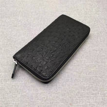 Classical Man Long Black ZIP Wallet Authentic Real Ostrich Skin Men's Clutch Bag Genuine Leather Male Large Card Holders Purse 2024 - buy cheap