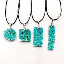 Natural Turquoise Chips Beads Tumble Stone Pendant Resin Orgone Energy Generator Stone Necklace Round Blue Crystal Decor 1pc 2024 - buy cheap