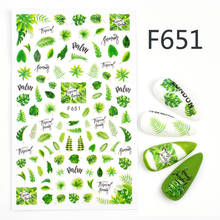 Wuf 1 folhas 3d etiqueta do prego folha de árvore verde verão adesivo diy dicas adesivo arte do prego decorações de unhas 2024 - compre barato