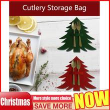 4Pcs/Set Cutlery Storage Bag Christmas Tree Pattern Decoration Gift Dinning Table Knives And Forks Pockets Tableware Holder 2024 - buy cheap