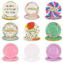10pcs 7inch Disposable Plate Happy Birthday Paper Plates For Baby Shower Wedding Party Decor Supplies Birthday Party Decorations 2024 - buy cheap