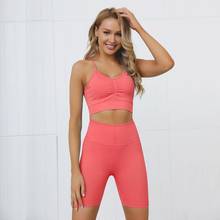 Yoga Set Sportswear Women Solid Color Fitness Sports Short Gym Workout Running Push-up Crop Top Halter Shorts Suit 2024 - buy cheap