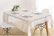 Table cloth for vintage garden hollowed-out cotton hemp oval table cloth,Lattice Lace Simple Round Table Cloth 2024 - buy cheap