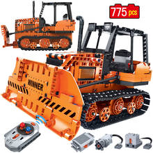 Camión de ingeniería con Control remoto para niños, 775 piezas, modelo de bloques de construcción, TECHNIC RC Car, Bulldozer, piezas, juguete para niños, regalo 2024 - compra barato