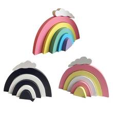 Wooden Rainbow Nursery Room Decor Kids Room Rainbow Decor Building Blocks INS Nordic Home Decoration Baby Toys Rainbow Blocks 2024 - buy cheap