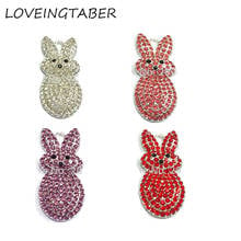 ( Choose Color First ) 44mm*20mm 10pcs/lot Rabbit Easter Bunnies Rhinestone Pendants For Necklace 2024 - buy cheap