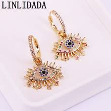 8Pair Shiny Rainbow Cubic Zirconia Fashion CZ Micro Pave Eye Gold Filled Dangle Earring 2024 - buy cheap