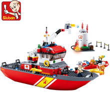 429 pçs cidade fogo polícia mar barco de resgate bombeiro barco salva-vidas navio modelo tijolos blocos de construção kit brinquedos educativos para crianças 2024 - compre barato