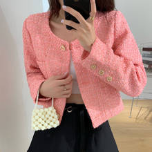 2020 New Autumn Winter Small Fragrance Outwear Korean Elegant Woolen Tweed Jacket Women Crop Top Long Sleeve Vintage Short Coat 2024 - buy cheap