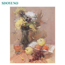 Sdoyuno 40x50cm pintura a óleo por números kits flores e frutas sem moldura pintura por números digital diy fotos na lona decoração 2024 - compre barato