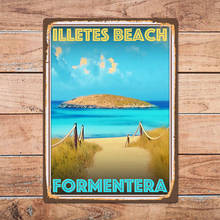 Illetes-letrero de Metal para pared de la habitación, letrero de estaño para playa, Formentera, decoración para el hogar 2024 - compra barato