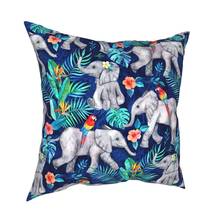 Elephants And Parrots In Indigo Blue Pillow Case Home Decorative Cushion Cover Throw Pillow for Sofa Double-sided Printing 2024 - buy cheap