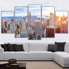 HD Prints Modular Pictures Frame Canvas Building Posters 5 Pieces New York City Overhead Sky View Paintings Home Wall Art Decor 2024 - buy cheap