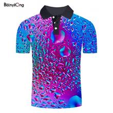 2019 nova camisa polo dos homens da moda roupas masculinas coloridas gotas de água impressão 3d camisa homem verão topos & t polo manga curta 2024 - compre barato